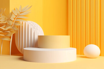 minimal scene, minimal background, minimal background yellow, minimal background white, minimal scene backdrop with clean design, yellow and white scene, AI generator, promotion, minimal scene