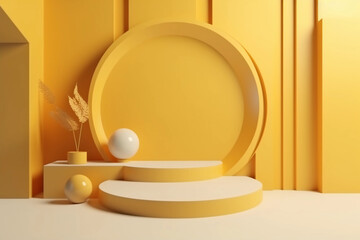 minimal scene, minimal background, minimal background yellow, minimal background white, minimal scene backdrop with clean design, yellow and white scene, AI generator, promotion, minimal scene