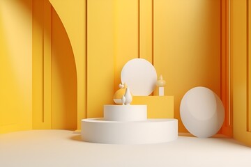 minimal scene, minimal background, minimal background yellow, minimal background white, minimal scene backdrop with clean design, yellow and white scene, AI generator, promotion, minimal scene