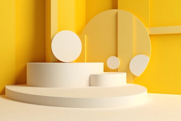 minimal scene, minimal background, minimal background yellow, minimal background white, minimal scene backdrop with clean design, yellow and white scene, AI generator, promotion, minimal scene