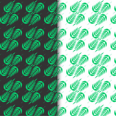 Fototapeta na wymiar Nature green background vector. Floral pattern, leaf pattern and Tropical plant line arts, Vector illustration.