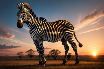 Illustration of zebra in African safari,