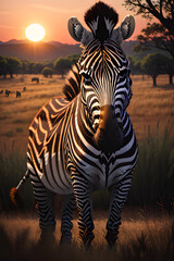 Obraz premium Illustration of zebra in African safari,