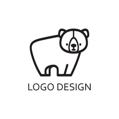 simple black cute bear for logo company design