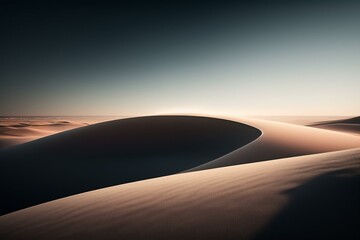 Obraz na płótnie Canvas Sand dunes in the Sahara desert at sunset. ai generated