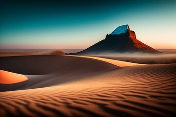 Fototapeta na wymiar Sand dunes in the Sahara desert at sunset. ai generated