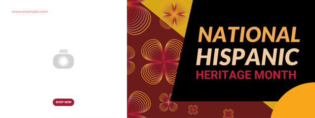 National Hispanic heritage month. Abstract floral ornament banner design
