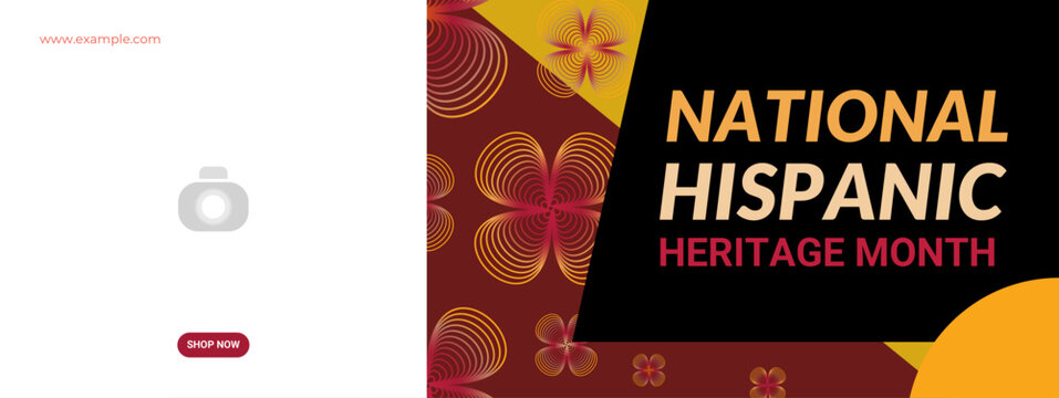 National Hispanic heritage month. Abstract floral ornament banner design