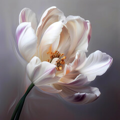 Digital painting slight pink streaks tulip
