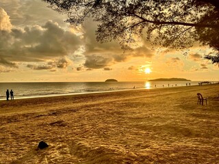 Sea sunset beach at Tanjung Aru, Sabah