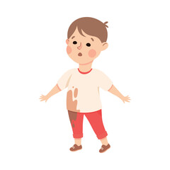 Cute offended little girl pinting with her hand cartoon vector illustration