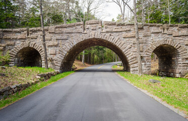 Fototapeta premium Carriage Roads and Bridge at Acadia National Park