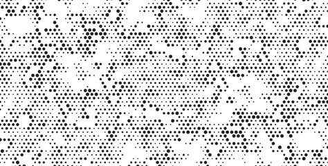 Halftone vector background. Monochrome halftone pattern. Abstract geometric dots background. Pop Art comic gradient black white texture. Design for presentation banner, poster, flyer, business card.