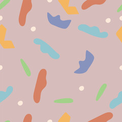 Seamless children's aesthetic pattern with hand-drawn abstract shapes. Creative Scandinavian children's fabric, wrapping texture, textiles,