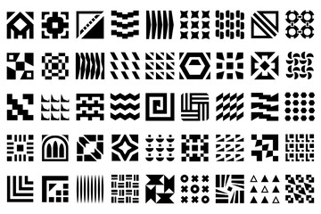 Fototapeta premium Abstract geometric patterns design collection. Set of black and white decorative design elements.