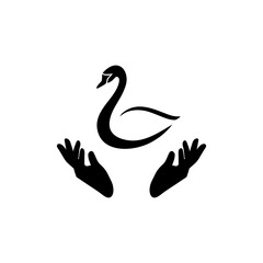 Swan in hand icon isolated on transparent background