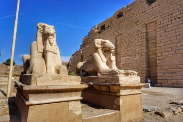 Statues in Karnak temple in Luxor Egypt