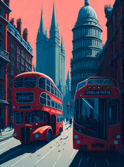 London street. AI generated illustration