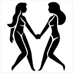 Woman Couple in vector , isolated on white