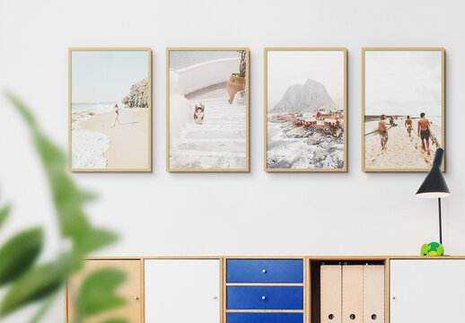 Any Frame Size Interior Wall Art Poster Mockup Template