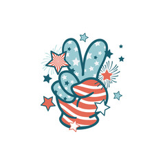 Patriotic vector set. 4th of July vectors, American flag with peace sign