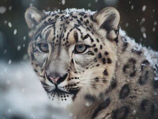 Stunning Snow Leopard Portrait, AI Generated Generative AI