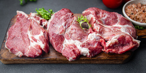 raw pork fresh meat healthy meal food snack on the table copy space food background rustic top view keto or paleo diet
