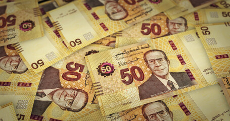 Tunisia Dinar note money printing concept 3d illustration - obrazy, fototapety, plakaty