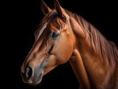 T&ecirc;te de cheval sur fond noir