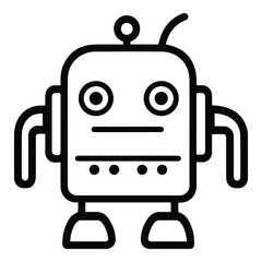 Robot Flat Icon Isolated On White Background
