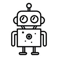 Robot Flat Icon Isolated On White Background