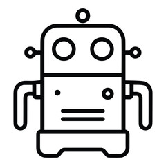 Robot Flat Icon Isolated On White Background