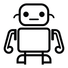 Robot Flat Icon Isolated On White Background
