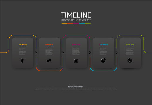 Dark gray infographic template with five rounded block cards