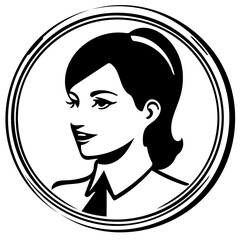 Businesswoman vector illustration in black suit, female entrepreneur logo design 