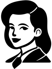 Businesswoman vector illustration in black suit, female entrepreneur logo design 
