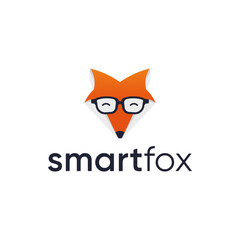 The logo illustration depicts a fox wearing glasses. Depicts a smart fox.