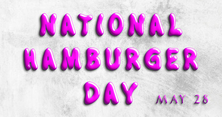 Happy National Hamburger Day, May 28. Calendar of May Water Text Effect, design