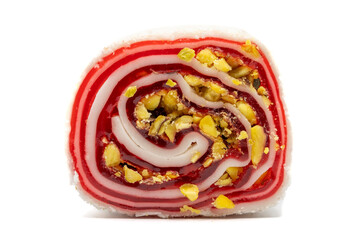 Turkish Delight with Pistachio. Turkish delight with coconut isolated on white background.