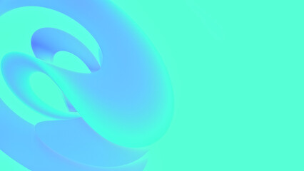 Abstract twisted 3d shape render. Glow soft lilac element. Aquamarine color background. Radiance texture. Futuristic illustration for banner, poster, cover, presentation design. Technology wallpaper