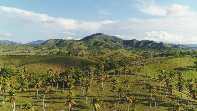 Amazing mountain landscape of Dominican Republic. Popular tourist destination. The best known travel destinations. Picturesque image of Latin America. Natural landscape mountain valley tropics.