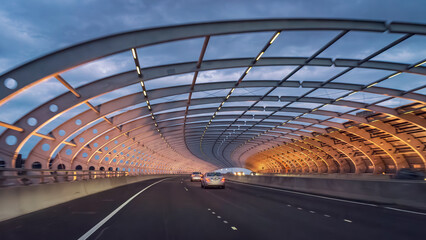 Naklejka premium Driving through the citylink Bolte bridge in Melbourne, Australia 