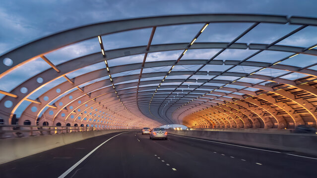 Driving through the citylink Bolte bridge in Melbourne, Australia 