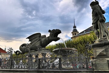 Klagenfurt Lindwurm fountain and monument