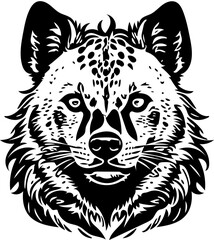 Hyena mascot logo in black, illustration of a wild hyena