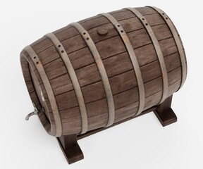 Realistic 3D Render of Wine Barrel