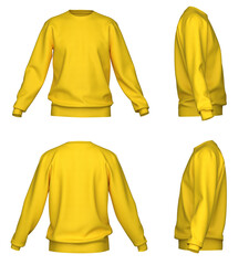 Sweater template. Sweatshirt long sleeve. Isolated. Yellow