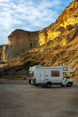 caravan parking in the desert