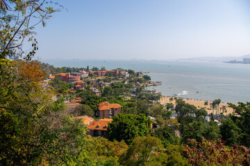 Old Western buildings on Gulangyu Island, Xiamen, copy space for text