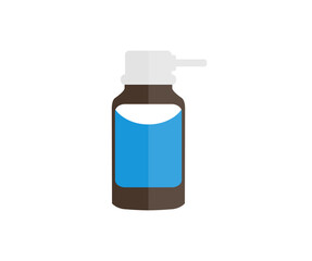 Bottle of medical spray for the throat logo design. The concept of medicine, health. Drug liquid for flu and allergy treatment. Pharmaceutical vector design and illustration.
